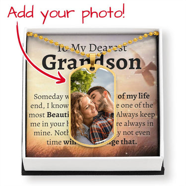 Grandson Morse Code Dog Tag Necklace - Love You This Much